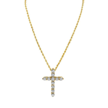 Classic Round Diamond Cross in 14k Yellow Gold 1.53 Ctw